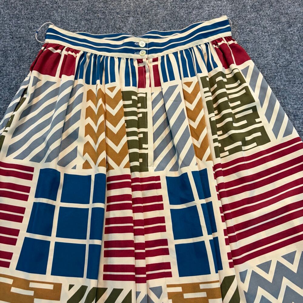 Vtg Liz Claiborne Patchwork Midi Skirt Womens Size 10 Plaid Geometric Print - Picture 5 of 9